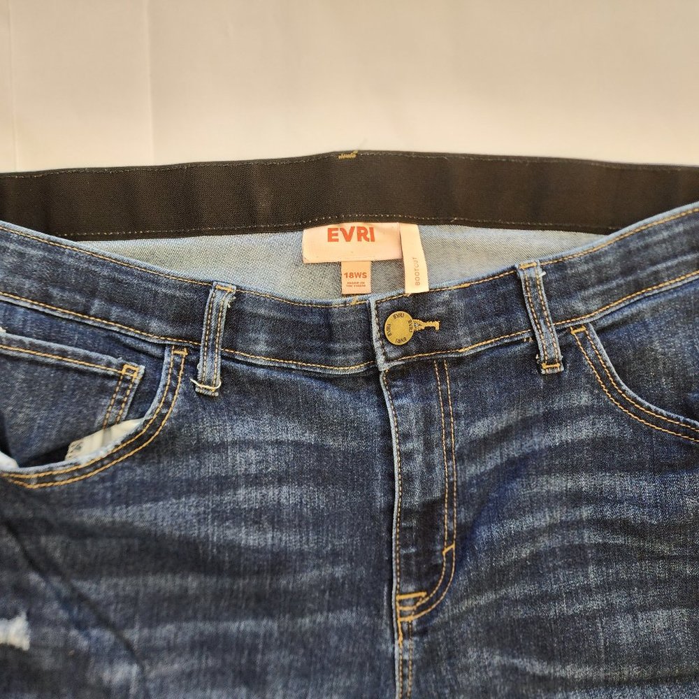 EVRI Plus Size All About Comfort Bootcut Jeans 18W Short~ Darkwash~ Perfect!!